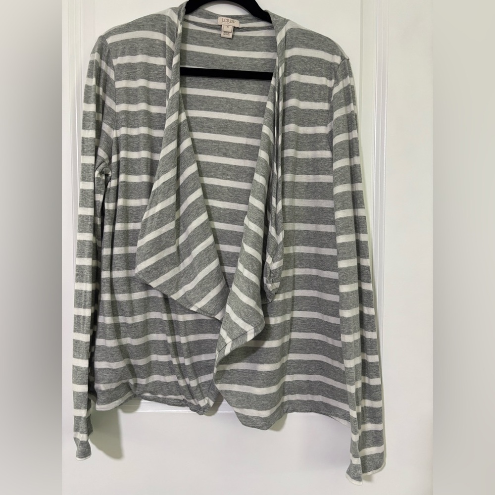 J Crew Factory - Gray Striped Women's Open Cardigan - Size XL